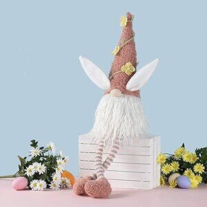 Striped Long Legs Gnomes, Spring Swedish Handmade Doll with Bunny Ears